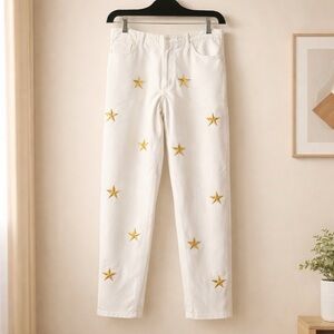 White Jeans with Gold Star Accents